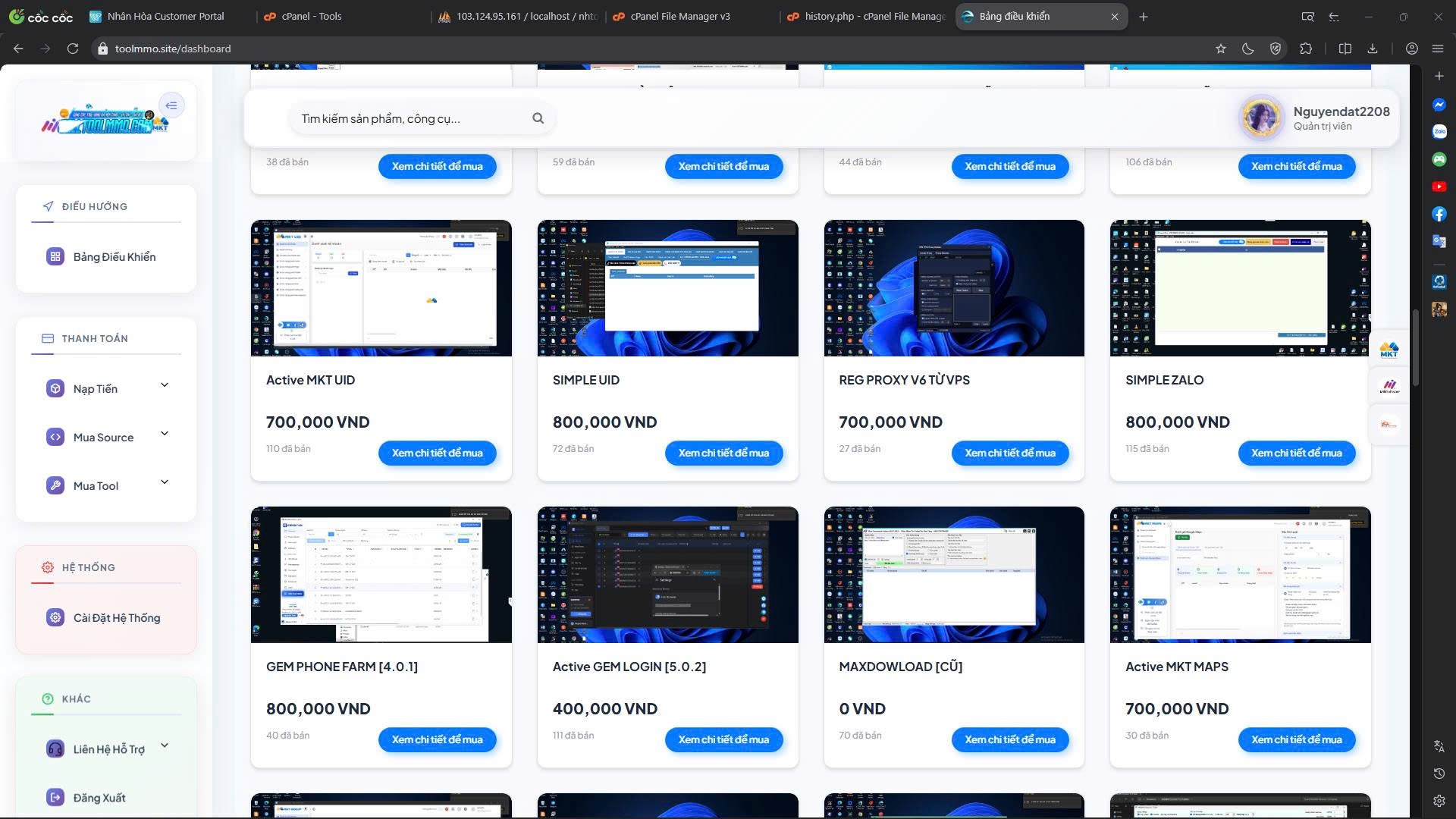 Mã Nguồn web giống SellToolMMO
